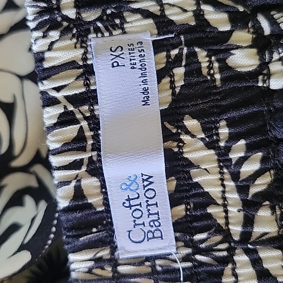 SALE NWT Croft & Barrow Black Deco Palm Print Skirt Tropical Floral Rayon PXS - Picture 10 of 12